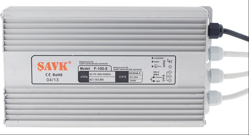 50W 5V 10A SABİT GERİLİM KAYNAĞI IP67 KAPALI TİP ŞAVK